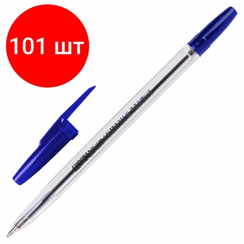 Комплект 101 шт, Ручка шариковая CORVINA'51 Classic', синяя, корпус прозрачный, узел 1 мм, линия письма 0.7 мм, 40163/02