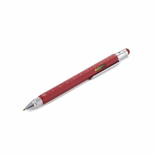 Ручка шариковая TROIKA 'Construction', многофункциональная, серебристо-красная