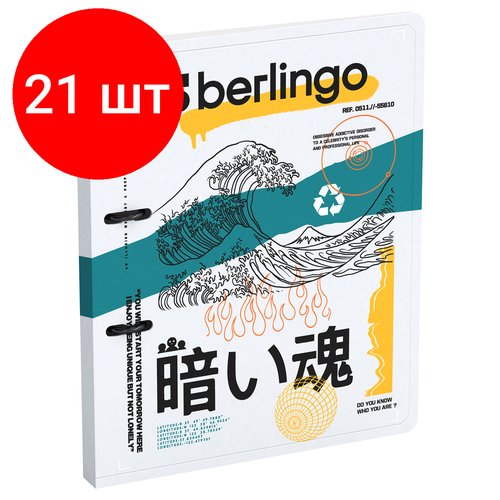 Комплект 21 шт, Папка на 2 кольцах Berlingo 'Glyph', 24мм, 600мкм, с рисунком, D-кольца, с внутр. карманом