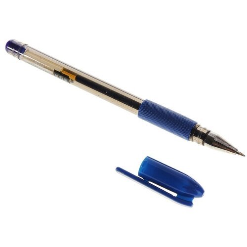Ручка гелевая, 0.7 мм, синий стрежень, тонированный корпус, с резиновым держателем, 12 штук