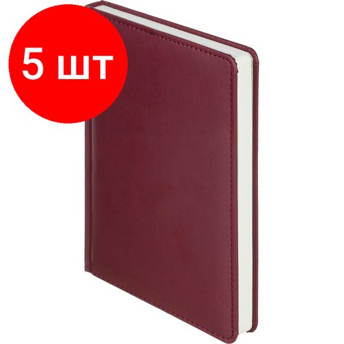 Комплект 5 штук, Ежедневник недатированный бордо, А5, 140х200мм, 136л, ATTACHE Classic