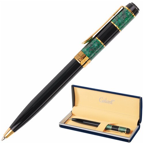 Ручка подарочная шариковая GALANT 'Granit Green', корпус черный с темно-зеленым, золотистые детали, пишущий узел 0,7 мм, синяя, 140393