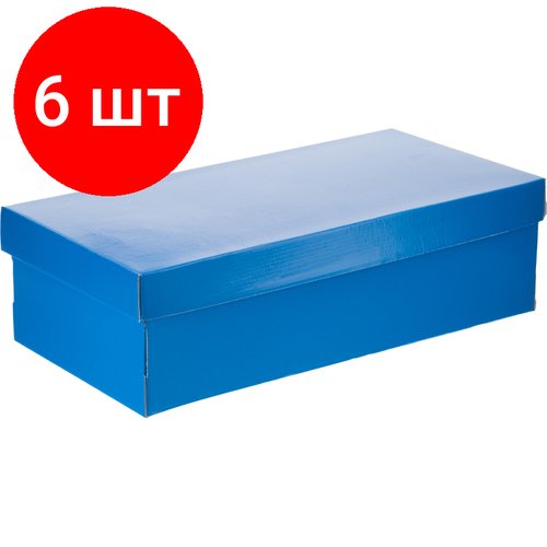 Комплект 6 штук, Короб архивный для хранения Attache 445х225х115 синий каширован. картон