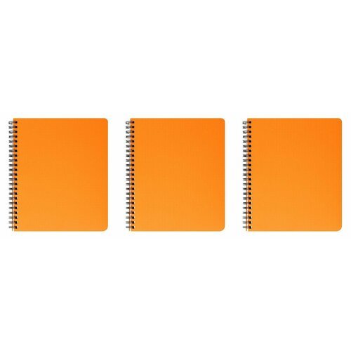 InФормат Тетрадь А5 Оранжевая, в клетку на гребне в пластиковой обложке, 96 листов, 3 шт
