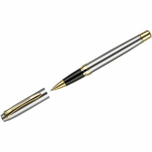Ручка-роллер Luxor 'Trident' синяя, 1,0мм, корпус серебро/золото, футляр