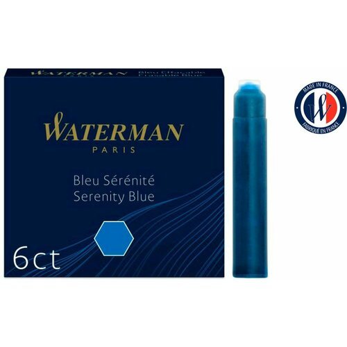 Картридж Waterman International (CWS0110950) Serenity Blue чернила для ручек перьевых (6шт)