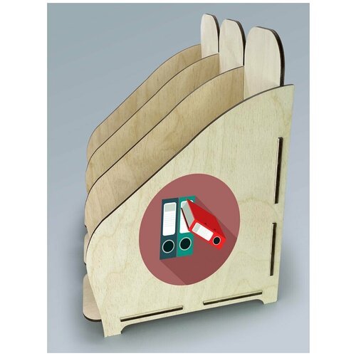 Органайзер лоток, подставка для бумаги, документов деревянная с цветным принтом 3 отделения офис работа учеба органайзер папка для бумаг - 65