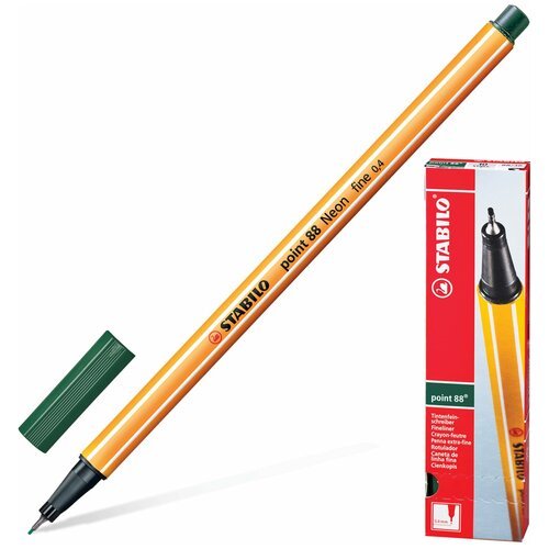 Ручка капиллярная (линер) STABILO 'Point 88', цвет травы, корпус оранжевый, линия письма 0,4 мм, 88/63 В комплекте: 10шт.