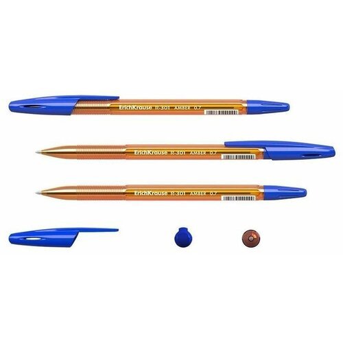 Ручка шариковая неавтоматическая ErichKrause R-301 Amber Stick синяя толщина линии 0.35 мм, 1442231