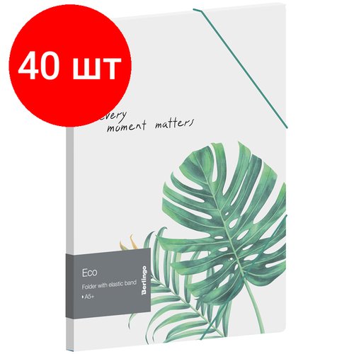 Комплект 40 шт, Папка для тетрадей на резинке Berlingo 'Eco' А5+, 600мкм, прозрачная, с рисунком