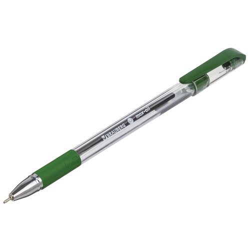 Ручка шариковая Brauberg масляная Max-Oil, игольчатый узел 0,7 мм, линия 0,35 мм, зеленая, 1 шт (142144)