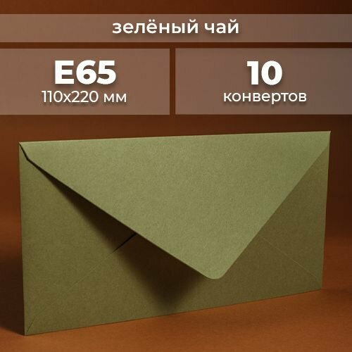 Набор конвертов для денег Е65 (110х220мм)/ Конверты подарочные из дизайнерской бумаги эвкалипт 10 шт.