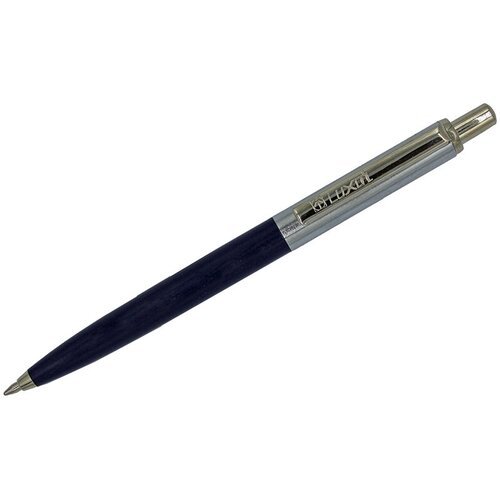 Ручка шариковая Luxor 'Star' синяя, 1,0мм, корпус синий/хром, кнопочный механизм - 10 шт.