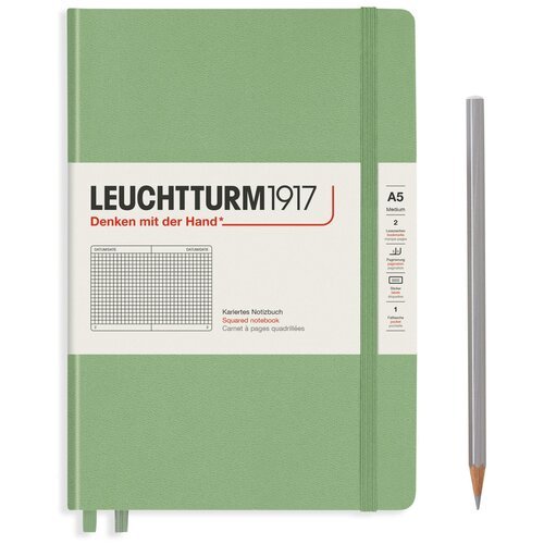 Блокнот Leuchtturm Medium A5 125л в клетку твердая обложка Зеленый Шалфей