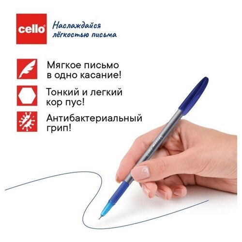 Ручка шариковая Office Grip, узел 0.7 мм, резиновый упор, чернила синие, корпус серый, 50 шт.