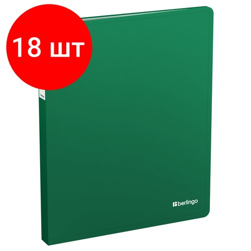 Комплект 18 шт, Папка с 40 вкладышами Berlingo 'Soft Touch' А4, 25мм, 700мкм, зеленая, с внутр. карманом