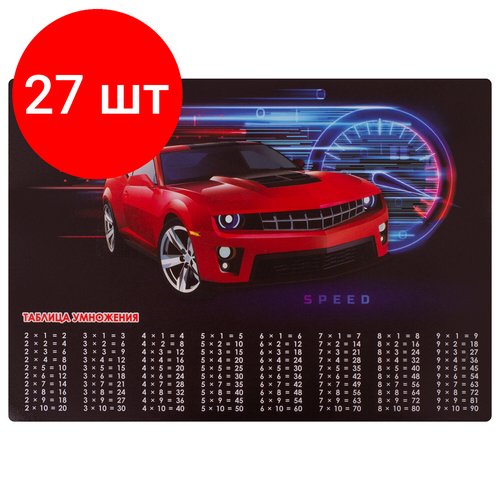 Комплект 27 шт, Настольное покрытие юнландия, А3+, пластик, 46x33 см, 'Red Car', 270398