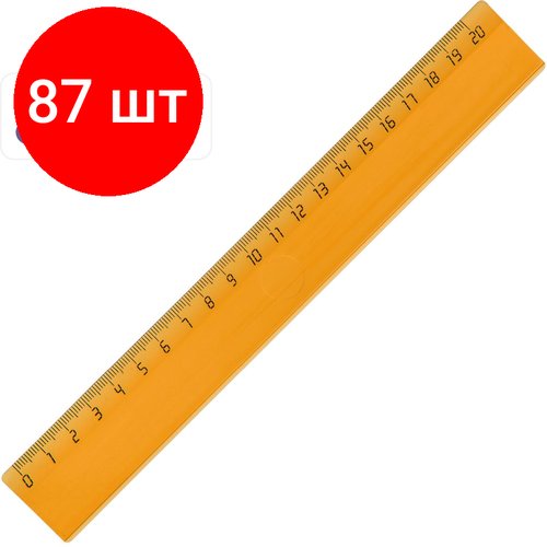 Комплект 87 штук, Линейка 20см Attache Economy пластик цвет прозр ассорти (крас, син, зел, оран)