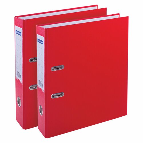 Папка-регистратор OfficeSpace, 70мм, бумвинил, с карманом на корешке, красная (2 шт)
