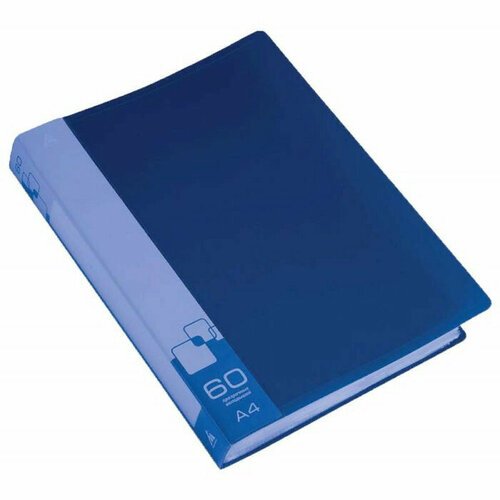 Папка 60 файлов 0,60мм пластиковая Бюрократ синяя, карман арт. BPV60blue. Количество в наборе 3 шт.