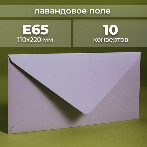 Набор конвертов для денег Е65 (110х220мм)/ Конверты подарочные из дизайнерской бумаги сиреневый 10 шт.