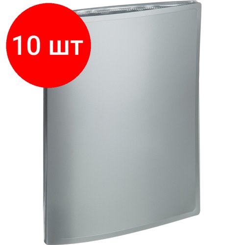 Комплект 10 штук, Папка файловая 40 файлов Attache Metallics А4, 800мкм, этикетка, серый