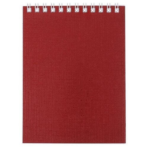 Блокнот А6, 40 листов на гребне METALLIC 'Красный', обложка бумвинил, блок офсет
