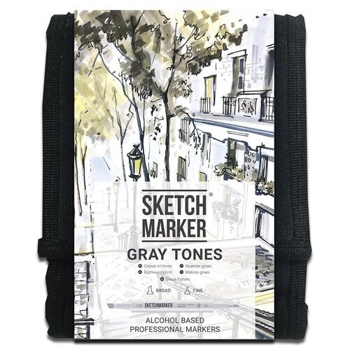 SketchMarker Набор маркеров Gray Tones, серый, 12 шт.