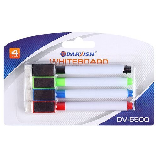 Набор маркеров для белой доски с магнитом и стирателем 4 шт 'DARVISH'