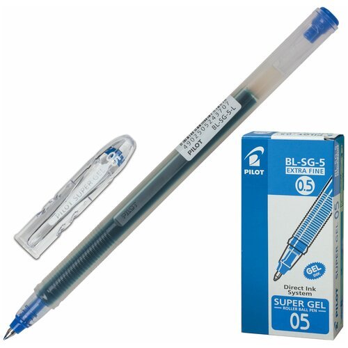 Ручка гелевая PILOT 'Super Gel', синяя, корпус прозрачный, узел 0,5 мм, линия письма 0,3 мм, BL-SG-5