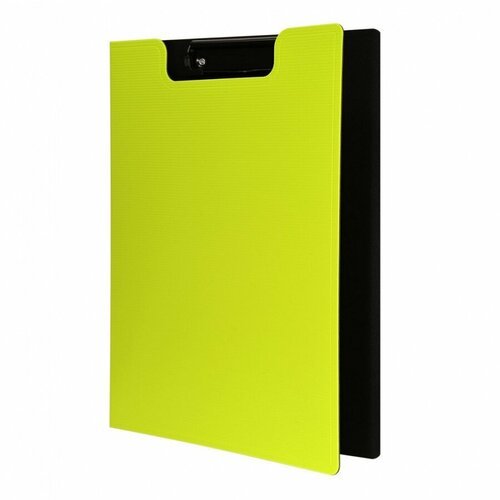 Папка-планшет с крышкой inформат (А4, до 70 листов, пластик, с зажимом) черно-зеленый, 12шт.