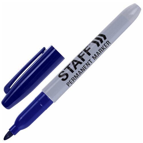 Маркер перманентный STAFF EVERYDAY PM-233, синий, эргономичный корпус, круглый наконечник 2 мм, 151234 упаковка 48 шт.