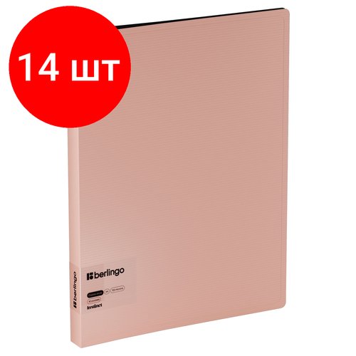 Комплект 14 шт, Папка с 40 вкладышами Berlingo 'Instinct', 24мм, 700мкм, с внутр. карманом, фламинго