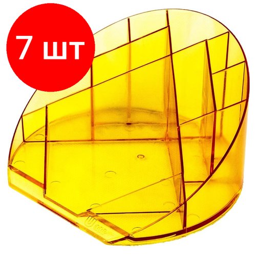 Комплект 7 штук, Подставка-органайзер Attache Яркий офис 12 отделений прозрачная оранжевая