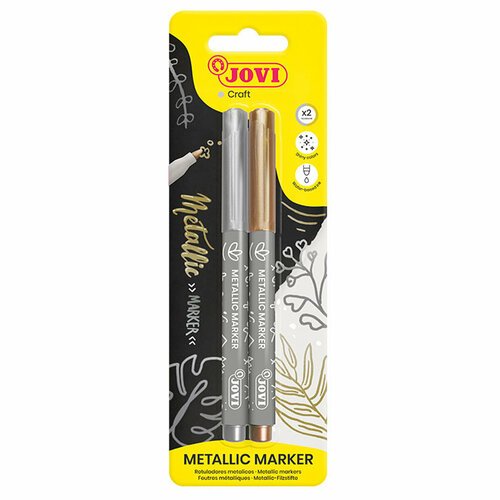 Набор маркеров для декорирования JOVI 'Decor metalic. Золото+Серебро' 02шт, пулевидные, 2мм, блистер