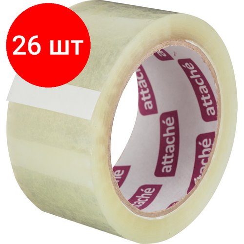 Комплект 26 штук, Клейкая лента упаковочная ATTACHE 50мм х 66м 50мкм прозрачная