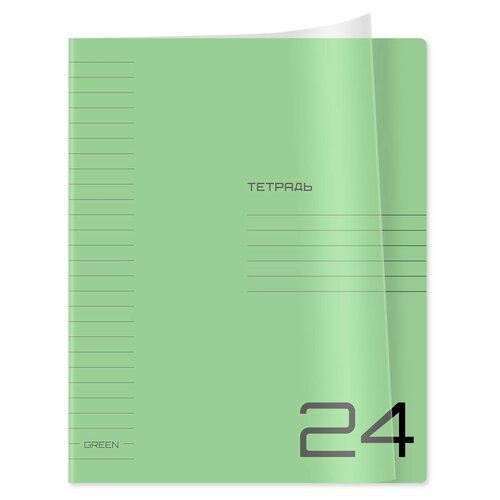 Тетрадь 24л. линия BG 'UniTone. Green', пластиковая прозрачная обложка (24 шт)