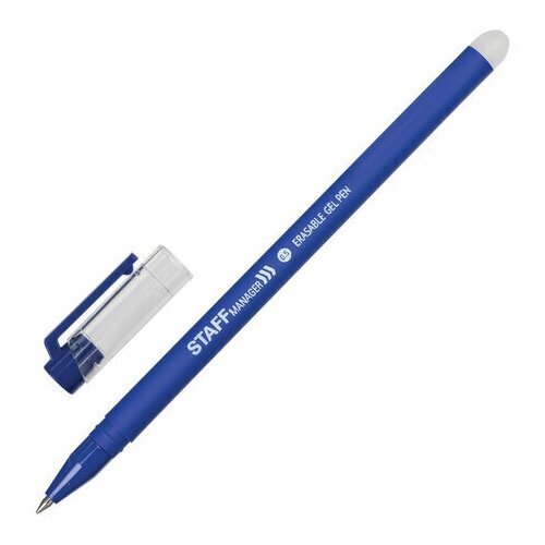 Ручка стираемая гелевая STAFF 'Manager' EGP-656, синяя, прорезиненный корпус, линия письма 0,35 мм, 143656 - 24 шт.