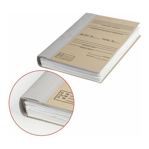 Папка архивная для переплета (40мм, без клапанов, переплетный картон, корешок бумвинил) бурая (126518), 50шт.