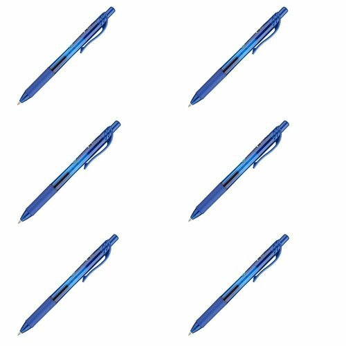 Pentel Ручка гелевая автоматическая BL107-CX EnerGel Rec 0,7 мм синяя Эко, манжетка, 6 шт