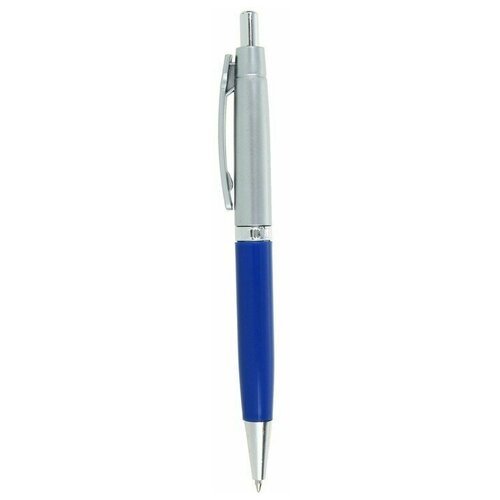 Ручка шариковая автоматическая, 0.5 мм Лого. Прано, стержень синий, корпус синий + серебро, 12 шт.
