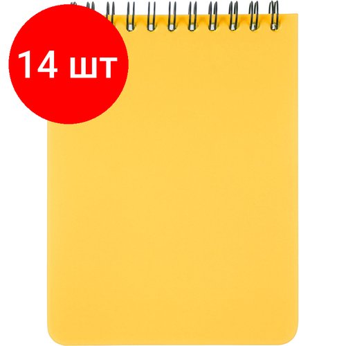 Комплект 14 штук, Блокнот А6.60л, кл, спир, пласт. обл, тонир. бл. Attache Bright colours Желтый