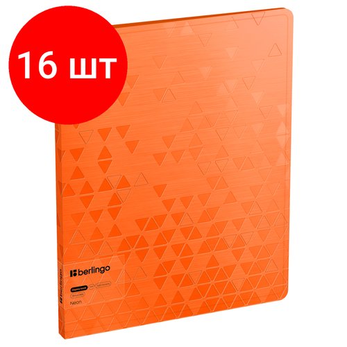 Комплект 16 шт, Папка с 20 вкладышами Berlingo 'Neon' А4, 17мм, 1000мкм, оранжевый неон, с внутр. карманом