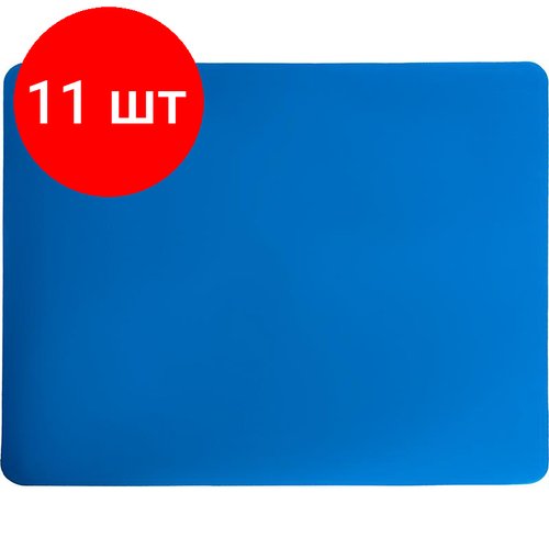 Комплект 11 штук, Коврик на стол Attache 55x65см ПВХ прозрачный синий, eco