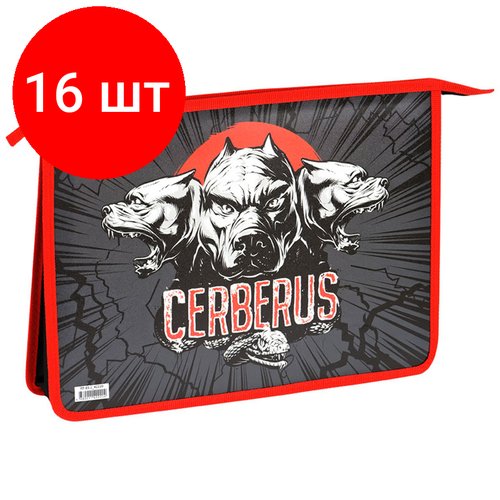 Комплект 16 шт, Папка для тетрадей 2 отделения А4 ArtSpace 'Cerberus', пластик, на молнии