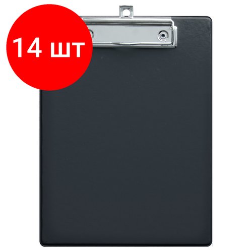 Комплект 14 шт, Планшет с зажимом OfficeSpace А5, ПВХ, черный