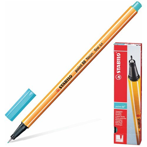 STABILO Ручка капиллярная stabilo point 88, небесная лазурь, корпус оранжевый, линия письма 0,4 мм, 88/57, 10 шт.