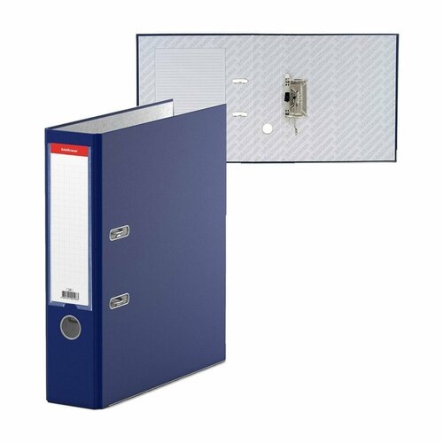 Папка-регистратор А4, 70 мм, 'Бизнес', собранная, синяя, пластиковый карман, металлический кант, картон 2 мм, вместимость 450 листов