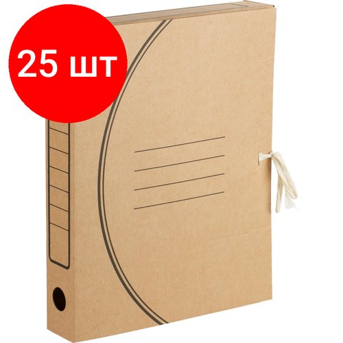 Комплект 25 штук, Короб архивный Attache Economy на двух завязках, А4, гофрокартон, 50 мм