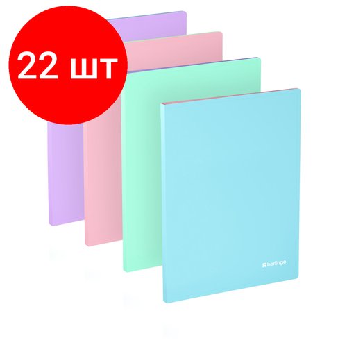 Комплект 22 шт, Папка с 20 вкладышами Berlingo 'Haze' А4, 14мм, 600мкм, с внутр. карманом, софт-тач, ассорти